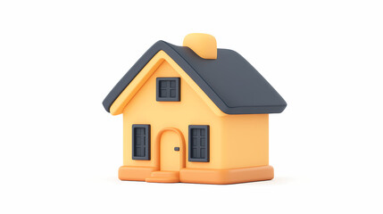  A minimalistic 3D vector for applications and web pages.Plastic render of house on isolated white background. 3d cartoon illustration symbol of security and protection.
