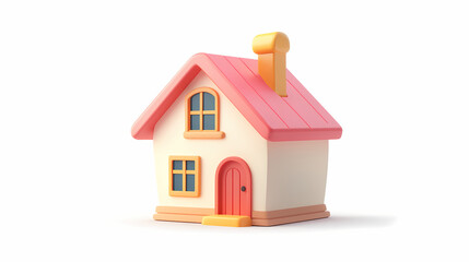  A minimalistic 3D vector for applications and web pages.Plastic render of house on isolated white background. 3d cartoon illustration symbol of security and protection.