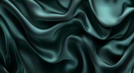 Obraz premium Dark green wave silk background, flatly 