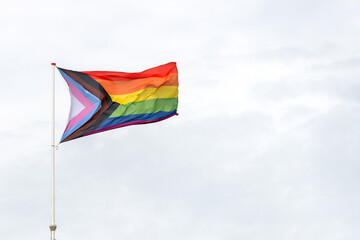 A vibrant display of the rainbow flag, symbolizing LGBTQ+ pride, diversity, and inclusion. The flag celebrates love, equality, and the ongoing fight for human rights, uniting people across the globe.