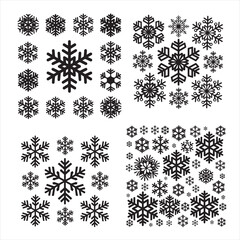 set of vector snowflake silhouette