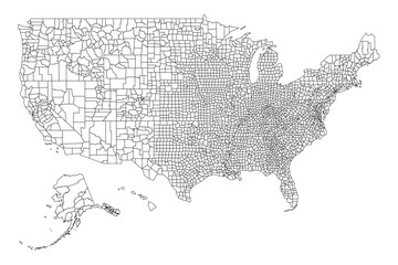 United States of America State Outlines with County Boundaries