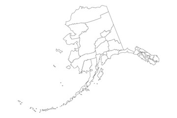 Alaska State Outline with Borough Boundaries