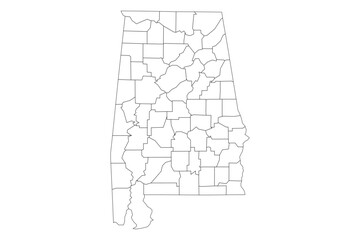 Alabama State Outline with County Boundaries