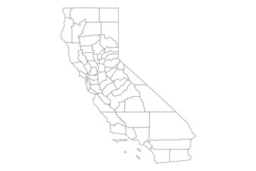 California State Outline with County Boundaries