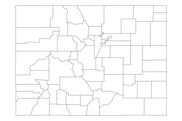 Colorado State Outline with County Boundaries