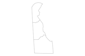 Delaware State Outline with County Boundaries