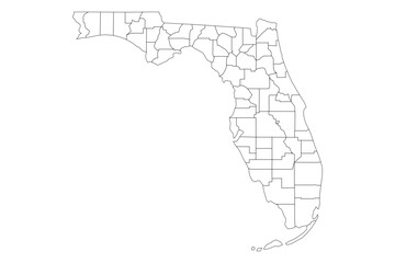 Florida State Outline with County Boundaries
