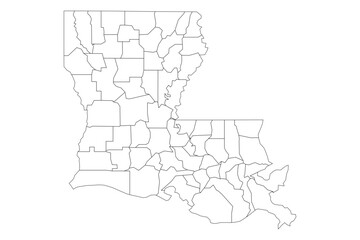 Louisiana State Outline with Parish Boundaries