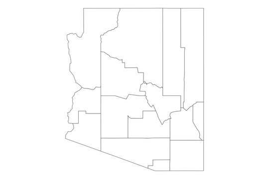Arizona State Outline with County Boundaries