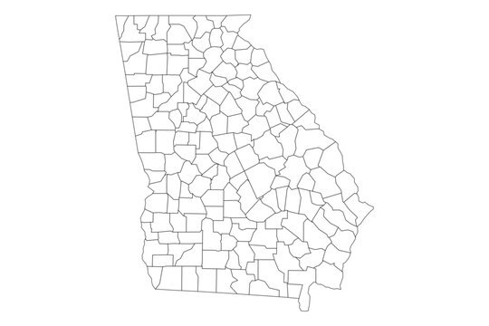 Georgia State Outline with County Boundaries