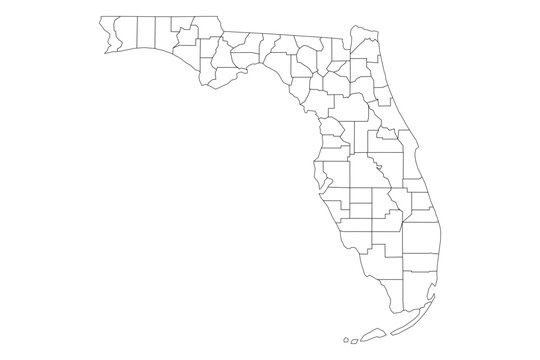 Florida State Outline with County Boundaries