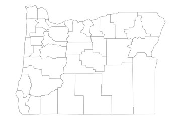 Oregon State Outline with County Boundaries