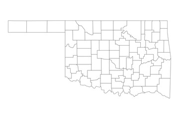Oklahoma State Outline with County Boundaries