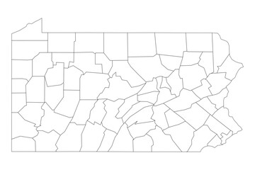 Pennsylvania State Outline with County Boundaries