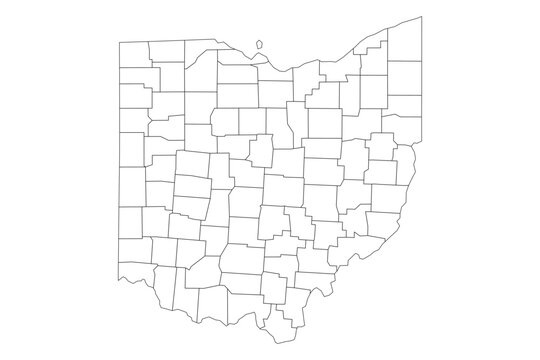Ohio State Outline with County Boundaries
