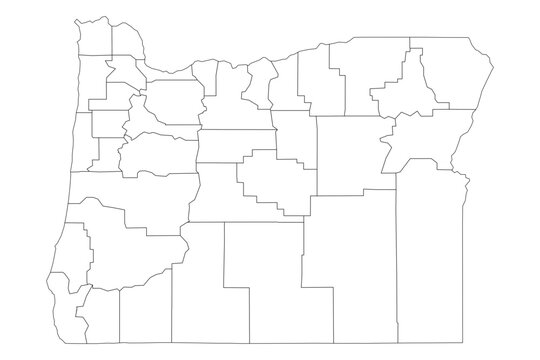 Oregon State Outline with County Boundaries