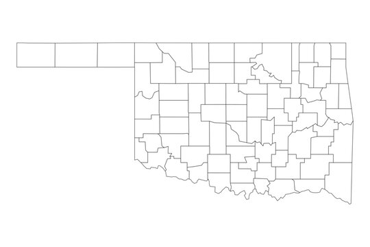 Oklahoma State Outline with County Boundaries
