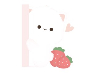 White cat and berry bliss