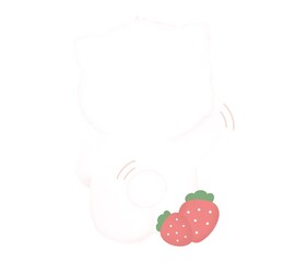 pet, sweet, fruit, art, white cat, cartoon, cute animals cartoon, cute, illustration, bliss, berry, strawberry, kittens, kitty, cat
