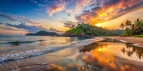 Stunning Gokarna Beach Silhouette at Sunrise - Serene Morning Sky in Karnataka, India