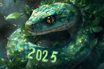 Obraz premium Illustration of a snake wrapped around 