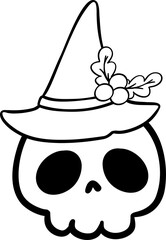 Christmas outline skull with hat