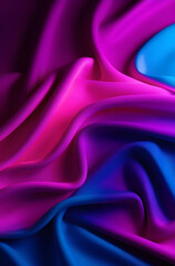 Fototapeta premium Vibrant neon lights illuminate a luxurious satin fabric.