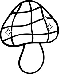 Naklejka premium Christmas outline mushroom doodle 
