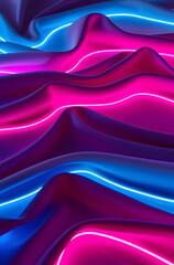 Vibrant neon lights illuminate a luxurious satin fabric.