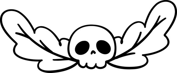 Christmas outline skull mistletoe