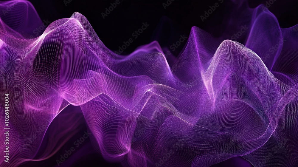Poster elegant purple sound wave design showcasing intricate lines and fluid motion. perfect for modern dig