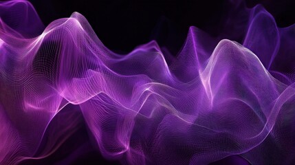 Obraz premium Elegant purple sound wave design showcasing intricate lines and fluid motion. Perfect for modern digital art and tech visuals