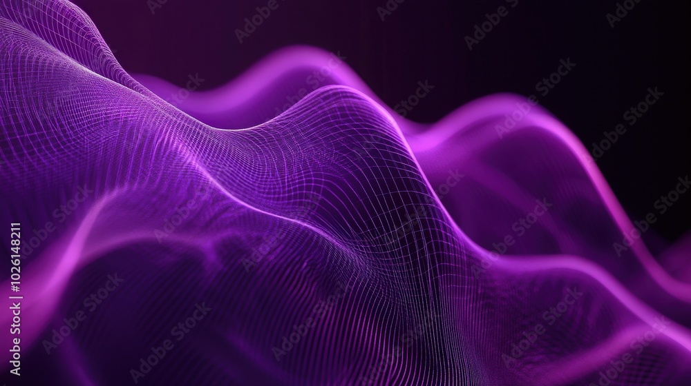 Poster elegant purple sound wave design showcasing rhythmic lines and fluid motion. perfect for creating en