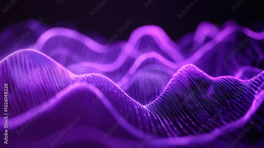 Poster elegant purple sound wave design showcasing rhythmic lines and fluid motion. perfect for creating en