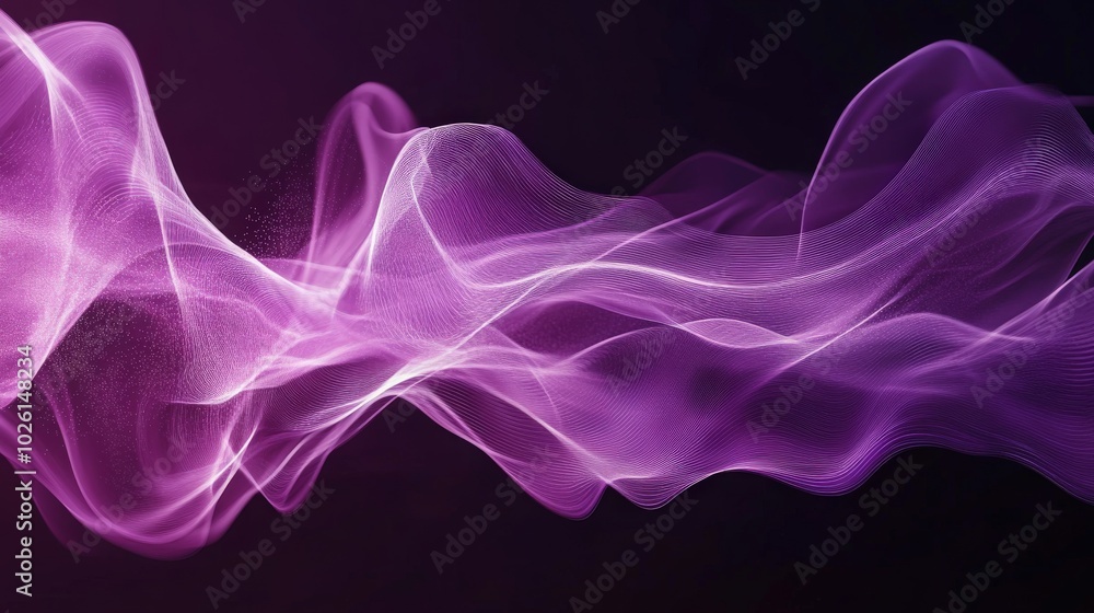 Poster elegant purple sound wave design showcasing rhythmic lines and fluid motion. perfect for creating en