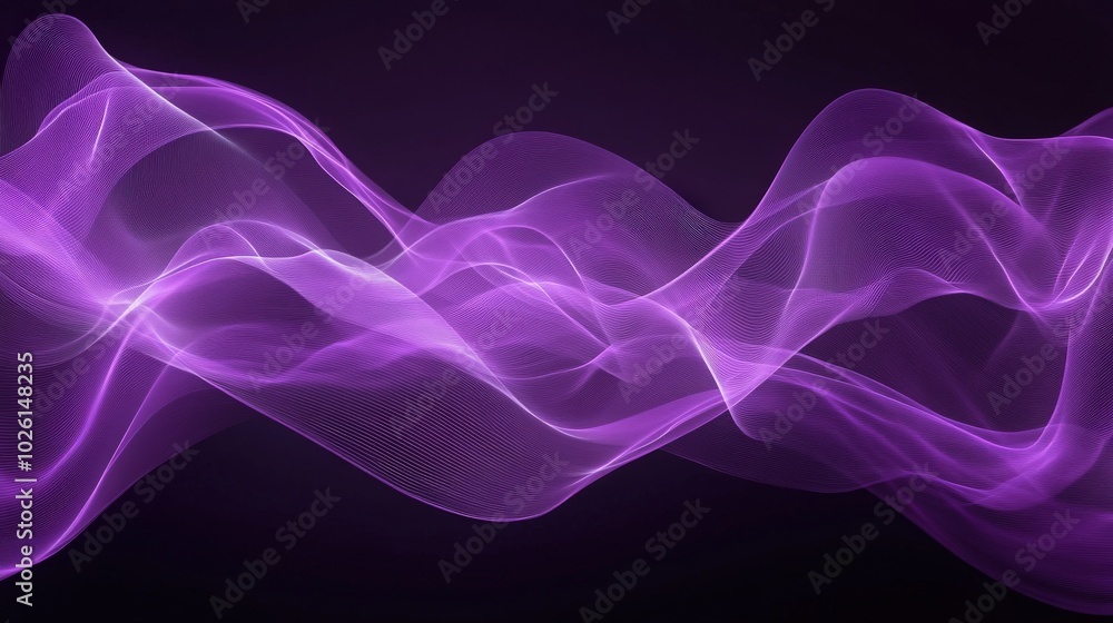 Poster elegant purple sound wave pattern with smooth, undulating lines. perfect for creating a modern and a