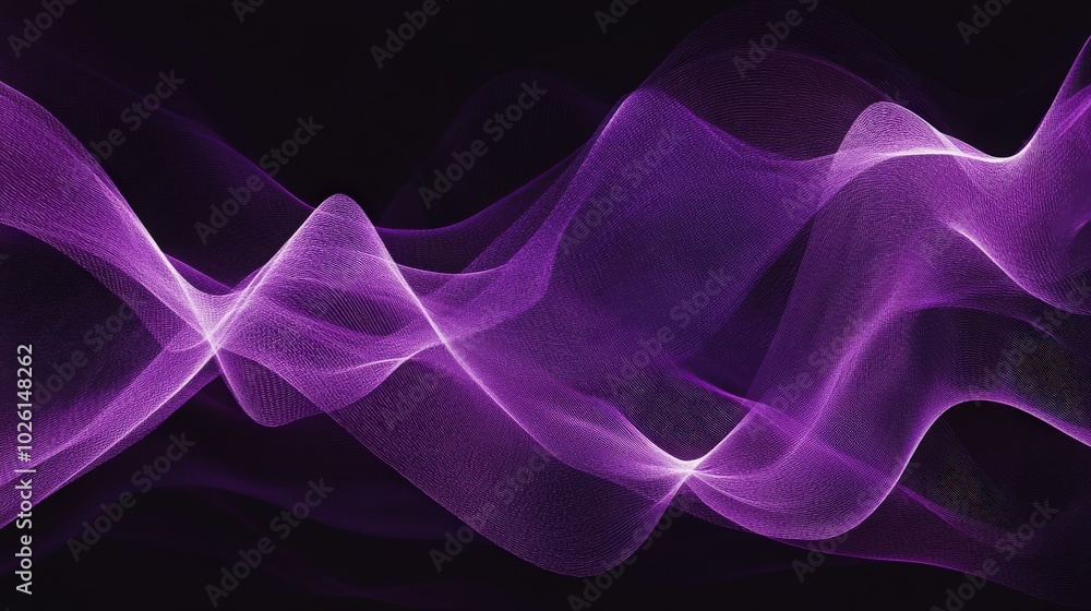 Poster elegant purple sound wave pattern with smooth, undulating lines. perfect for creating a modern and a