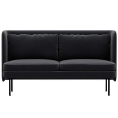 3d render black sofa home decor with transparent background
