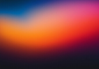 Dark blurry abstract gradient background, grainy texture, pink, orange, blue, black colors, copy space