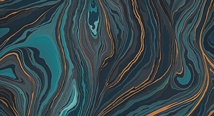 Fototapeta premium Bold Abstract Pattern with MidnightBlue, Cyan, and SaddleBrown Organic Shapes
