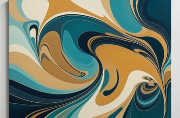 Fototapeta premium Abstract Fluid Composition with DarkSlateBlue, Cyan, Sienna, Gold, and Goldenrod Overlapping Shapes