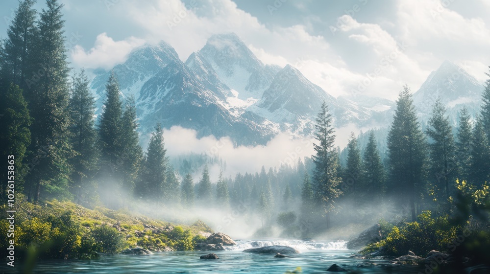 Poster environmental graphics background with depth effect - integrating natural landscapes with depth effe