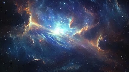 Obraz premium Ethereal space-themed video background, blending the mystical qualities of ethereal designs with the vastness of space, creating a unique and captivating cosmic experience