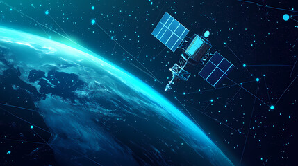Global satellite internet communications concept vector image