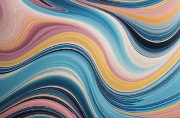 Obraz premium Glossy Abstract Wave Design with LightSteelBlue, Cyan, LightPink, Gold, and Goldenrod Shades