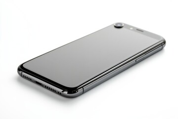 A modern smartphone with a blank screen, isolated on white background. 