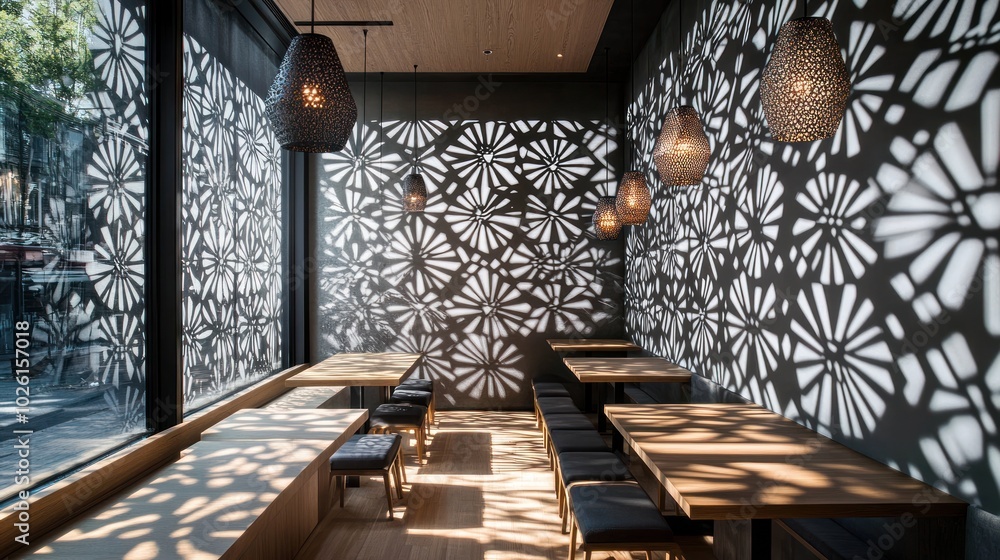 Aufkleber geometric shadow patterns in modern interiors - applying geometric shadow patterns in modern interio