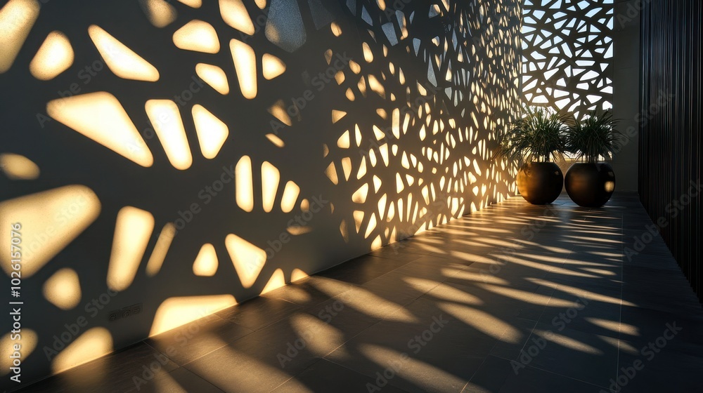 Aufkleber geometric shadow patterns in modern interiors - applying geometric shadow patterns in modern interio