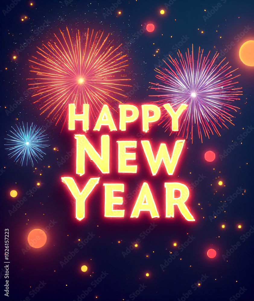 Poster a vibrant happy new year banner design featuring vector art and illustration elements suitable for v